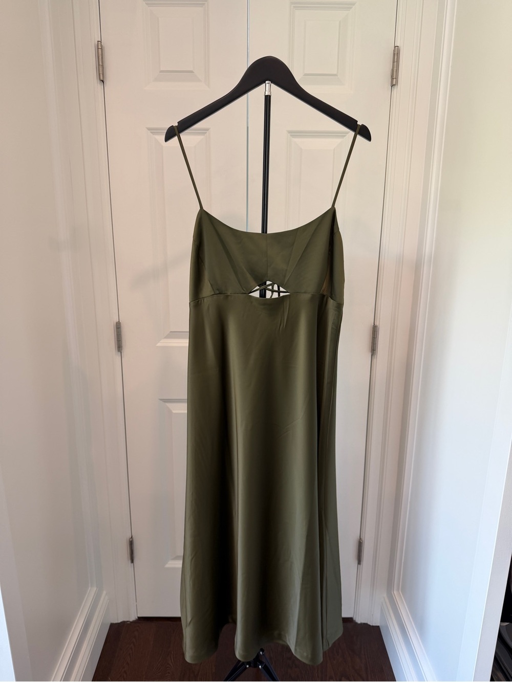 Banana Republic Olive Midi Slip Dress with Front Cutout